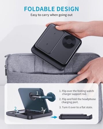 Бездротова зарядка 3-в-1 для Samsung Galaxy Z Fold 7/6/5, Z Flip 6/5/4/3, S23/S22, Note20/10 Ultra, Watch 6/5/Pro/4/3, Earbuds 2/2 Pro/Live