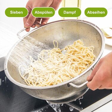 Ситечко кухонне YC Kitchen з нержавіючої сталі, 2 шт. (22.5 см та 28.5 см), для приготування пасти та інших продуктів