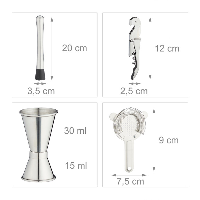 Relaxdays 10-Piece Cocktail Set with Stand
