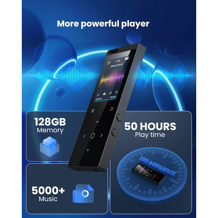 MP3-плеєр DODOSOUL з Bluetooth, FM-радіо, диктофоном та підтримкою E-Book. 128GB