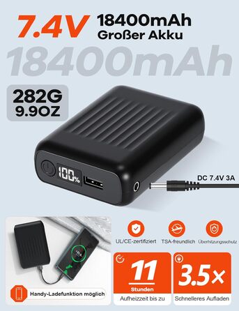 Електрична гріюча жилетка для жінок, 18400mAh, 7.4V, тепла степна жилетка на зиму, чорна (M)