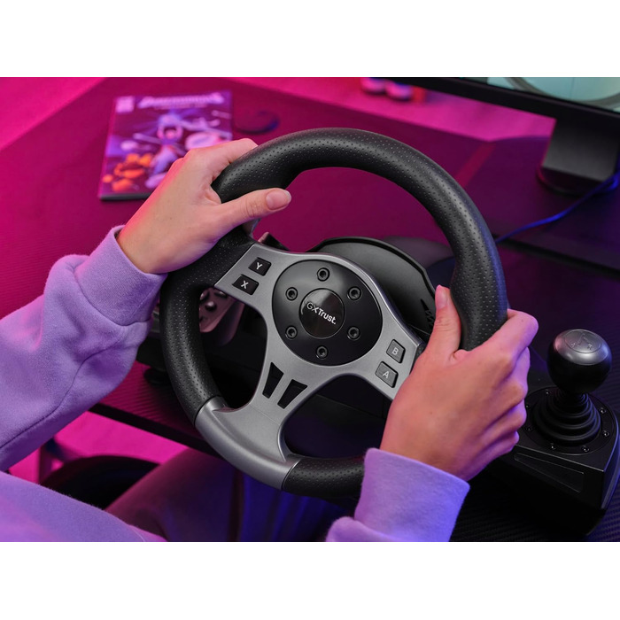 Руль для гонок Trust GXT 289 Movi з педалями та перемикачами швидкостей, сумісний з PC, Xbox Series X/S, PS4, Nintendo Switch