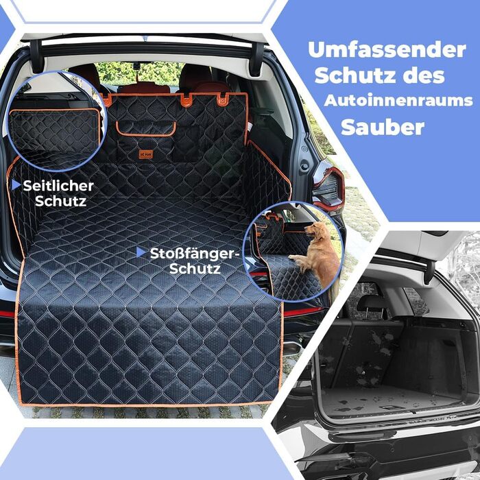 Захисна ковдра для собак у багажник авто KYG, 185x105 см, водовідштовхувальна, з захистом бокових панелей та краю, універсальна