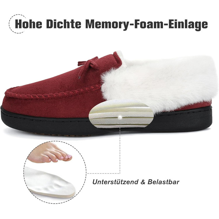 Тапочки жіночі зимові Mishansha з підкладкою Memory Foam, антиковзкі, плюшеві, розмір 36-43 EU, червоний (43 EU)