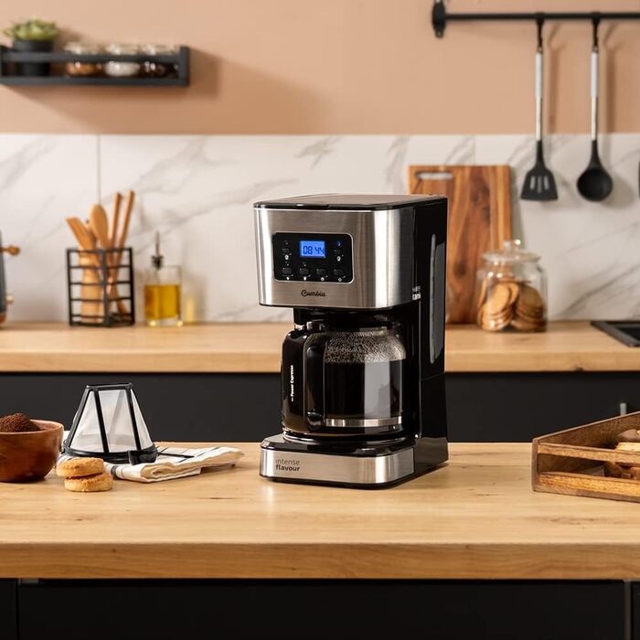 Кавомашина Cecotec Coffee 66 Smart Plus: програмована, 980W, 12 чашок, ExtemAroma, AutoClean, нержавіюча сталь, LCD, 1,5л, 2 фільтри