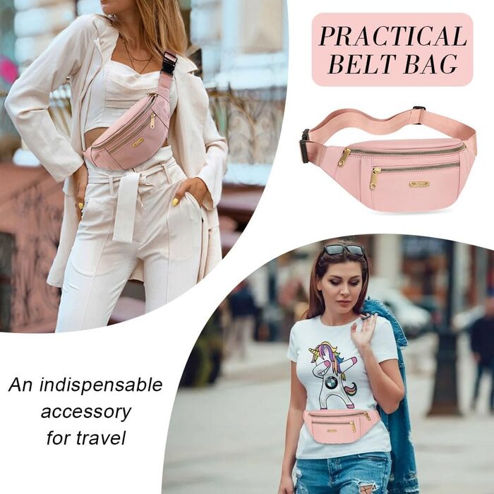 Гірчатка поясна водонепроникна для жінок та чоловіків, сумка через плече, поясна сумка, білий (рожевий)