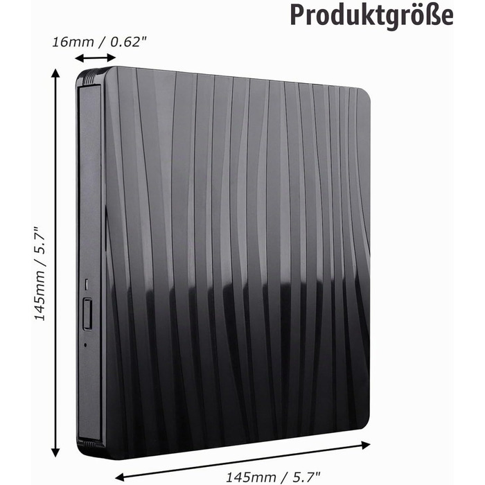 Зовнішній DVD-привід USB 3.0 та Type-C, портативний CD/DVD+/-RW ROM записувач для ноутбука та ПК, сумісний з Windows та Linux