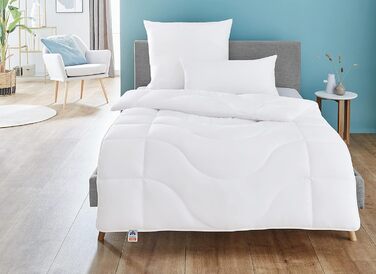 Irisette Lotte All-Season Blanket – Made in Germany - Quilted Comforter with Top Cool Fabric, washable at 95 degrees, includes storage bag, 155 x 220 cm, white, Öko-Tex Certified 155 x 220 cm Mono - All-Season Blanket