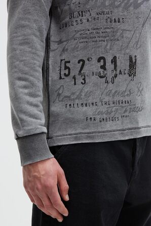 Чоловічий легкий худі Camp David з ефектом вигорання та малюнком, колір чорний, розмір XL