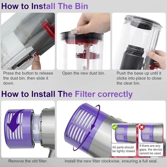 Dyson V11/V15/SV14/SV15/SV22 Replacement Dust Bin with HEPA Filter - Transparent & Reliable Vacuum Accessory
