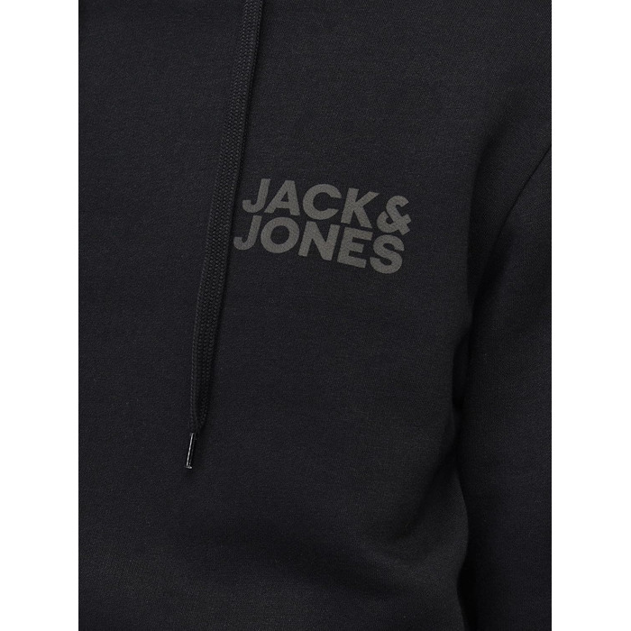 Чоловічий худі Jack & Jones Regular Fit JJEADRIAN з принтом, чорний