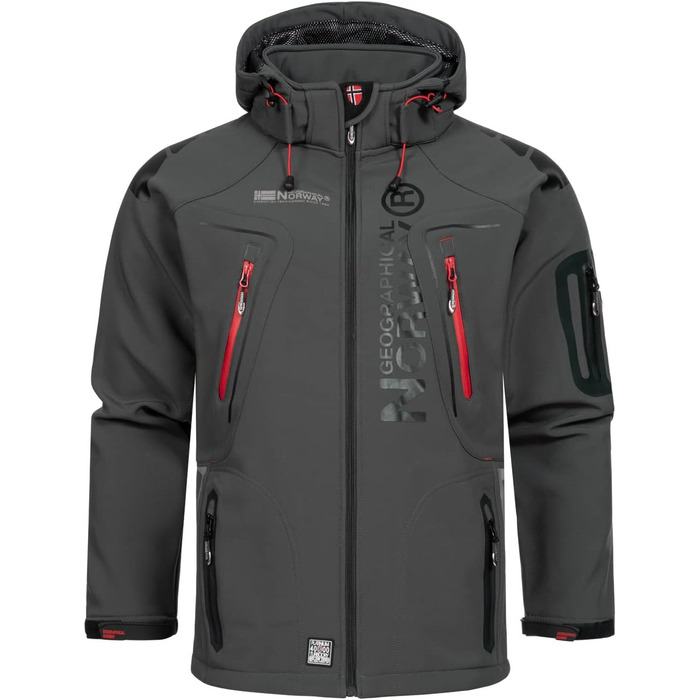 Чоловіча куртка Softshell Geographical Norway Tangata Outdoor функціональна, червоно-сіра, розмір S