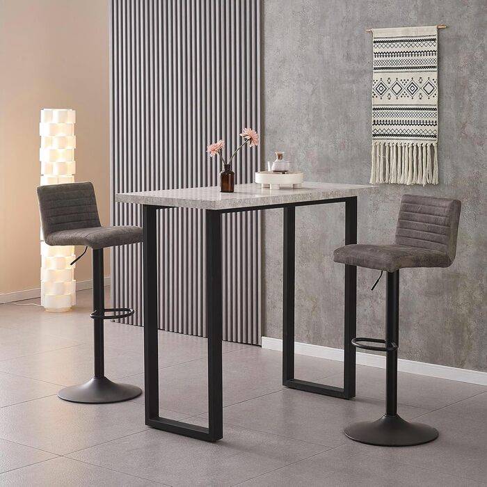 JYMTOM Adjustable Bar Stools Set - 360° Swivel Velvet Padded Counter Stools for Bar, Kitchen, Bistro, Cafe & Dining Room (2, Grey)