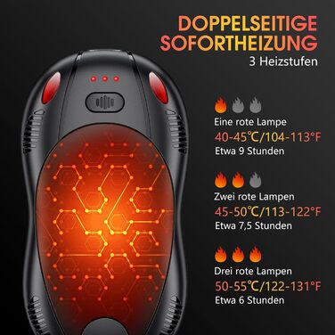 Електричний грілка для рук з акумулятором 10000mAh, 2 шт. в комплекті, 3 режими нагріву, USB, для кемпінгу та активного відпочинку