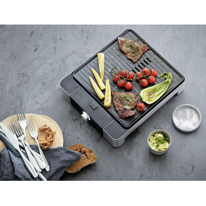 WMF Lono Quadro Table Grill - Compact Electric Grill for Indoor Use, Dishwasher Safe, 1250W