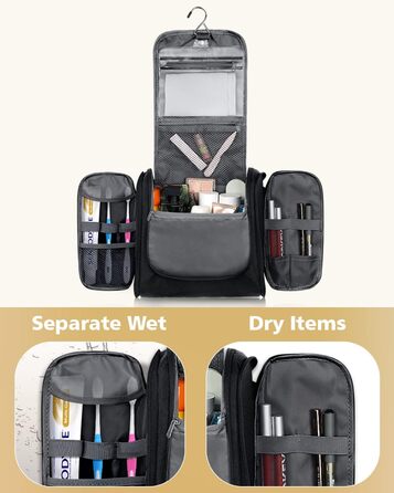 Чоловіча та жіноча косметичка для подорожей, водонепроникна сумка-органайзер для косметики з гачком, чорна