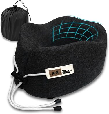 Подушка для шиї у вигляді U, Memory Foam, для подорожей, доросла, ергономічна, з чохлом, для автомобіля, офісу, поїздів (чорна)