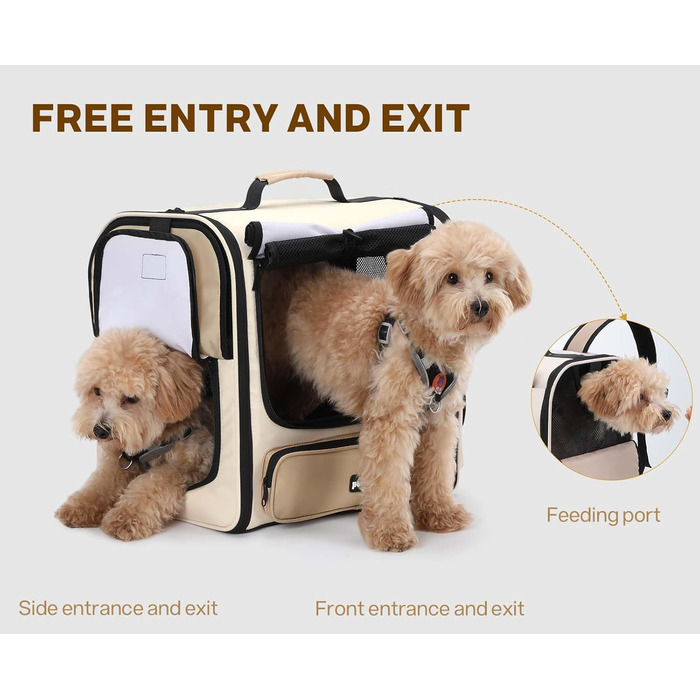 Pecute Рюкзак-переноска для котів та маленьких собак, великий, з вентиляцією, темно-зелений (хакі)