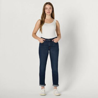 Джинси жіночі Amazon Essentials Boyfriend Crop, середньої посадки, еластичні, темно-сині (44)