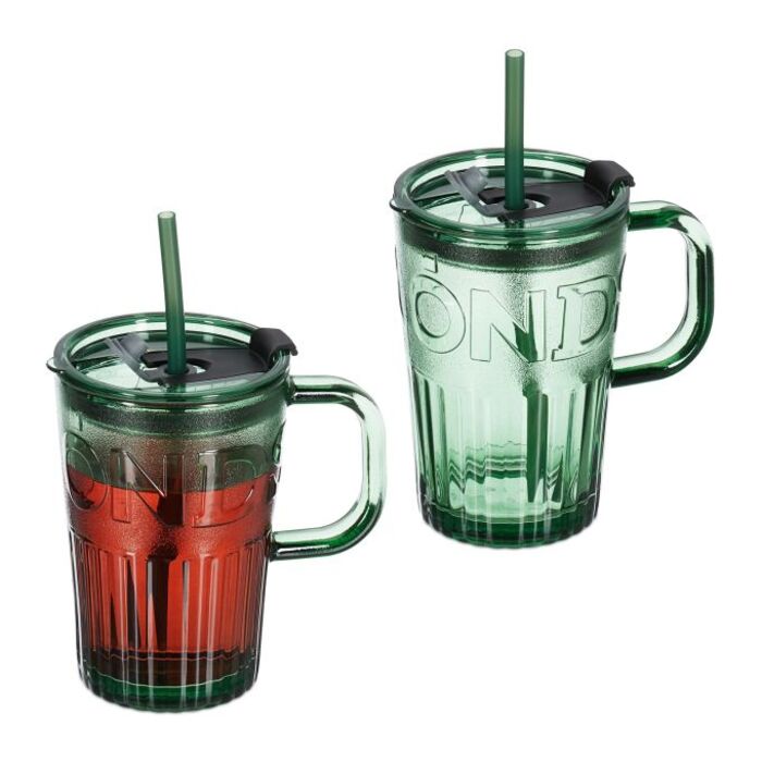 Relaxdays Set of 2 Handle Glasses