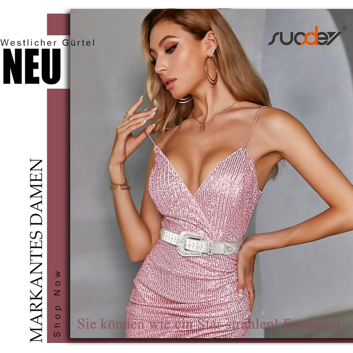 Чоловічий та жіночий шкіряний ремінь SUOSDEY з стразами, ковбойський стиль, 105 см, розмір 71-85 см