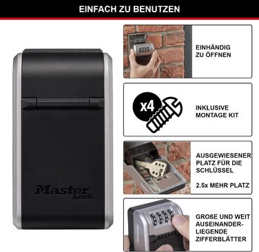 Master Lock Wall Mounted Key Safe - Outdoor Key Storage Box - 11.9 x 8.5 x 3.6 cm