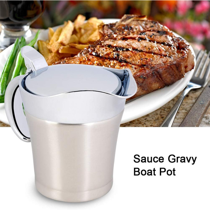 Saucepan, Sauce Pot, Stainless Steel Sauce Creamer Insulated, 304 Stainless Steel Heat and Cold Insulated, Double-Walled, Sauce Pot, Serving Creamer (Small 450Ml)