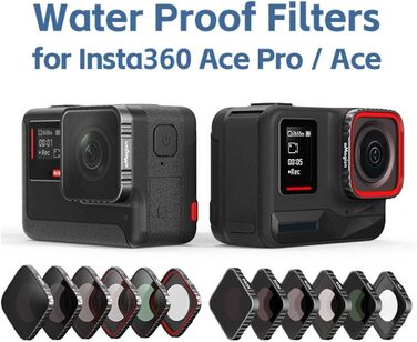 Фільтри для Insta360 Ace Pro: CPL, UV, ND (4, 8, 16, 32), ND4-PL, ND8-PL, ND16-PL, ND32-PL, комплект для екшн-камери, водонепроникний магнітний дизайн