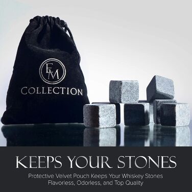 Набір для віскі: 8 гранітних охолоджувачів, 2 кришталеві келихи для бурбона та дерев'яна коробка. Ідеальний подарунок для чоловіків, батька, чоловіка, друга, начальника