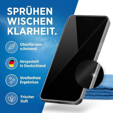 PRINOX Набір для чищення екранів 250 мл: засіб + мікрофібра + пензлик для мобільних, ноутбуків, телевізорів (LCD, LED, OLED, QLED, TFT) від жиру та відбитків пальців