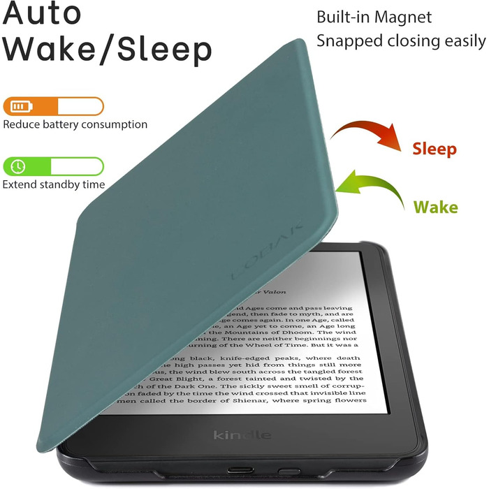 Чохол для Kindle 11-го покоління (2024/2022) CoBak, чорний, з авто-функцією сну/пробудження, сумісний з моделями C2V2L3/RS23CV