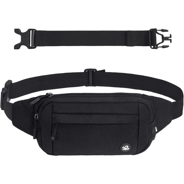 Вотерфлай: Поясна сумка на пояс для чоловіків та жінок. Спортивна сумка-чохол на стегно, ідеальна для подорожей, прогулянок з собакою та активного відпочинку на природі. Чорна, з регульованим ремінцем.