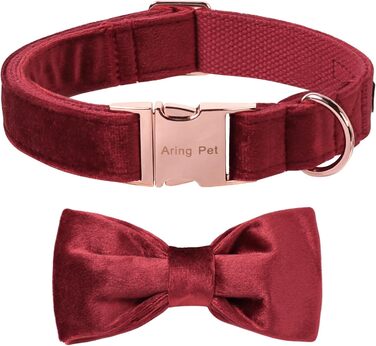 Нашийник для собак Aring з бантиком, регульований, м'який, темно-зелений (S, червоний), подарунок для дівчаток та хлопчиків