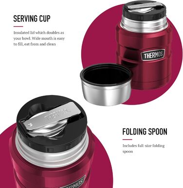 Термос King Reise Thermobecher: термокружка з нержавіючої сталі, 470 мл, червоний (журчений), 0.47 л