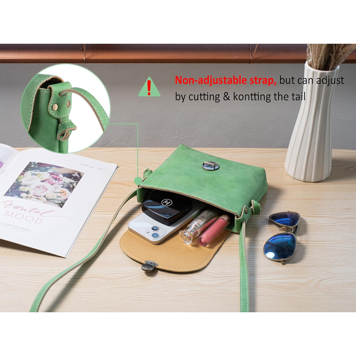 Сумка жіноча через плече Kleine Umhängetasche, екошкіра, зелений (трава) з замком