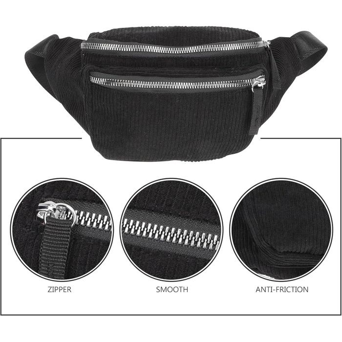 Валіклад Набір з 2 бананки/поясна сумка на пояс для жінок та дівчат, зелений (чорний)