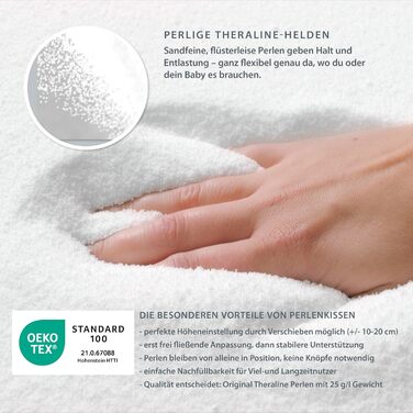 Подушка для вагітних та годування груддю Theraline Das Original 190 см Taupe з чохлом Blättertanz - подушка для сну на боці, перлинна