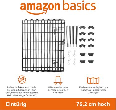 Amazon Basics Octagon, Square, and Rectangle Dog Playpen - Foldable Metal Crate with Door - 152.4 x 152.4 x 76.2 cm