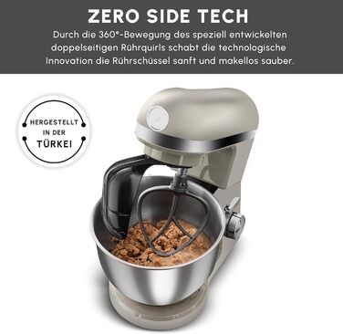 Планетарний міксер-кухонний комбайн Karaca Mastermaid Chef Pro 1500W, 5 л, колір Soft Cream (кремовий), з насадками для замішування, збивання та змішування