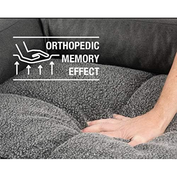 JAMAXX Преміум Софа для собак 2-в-1 - Ортопедична подушка з Memory Foam, Знімні подушки та чохол, Матеріал: Лямбсфур/Шерпа, PDB3014 (L) 120x90 антрацит