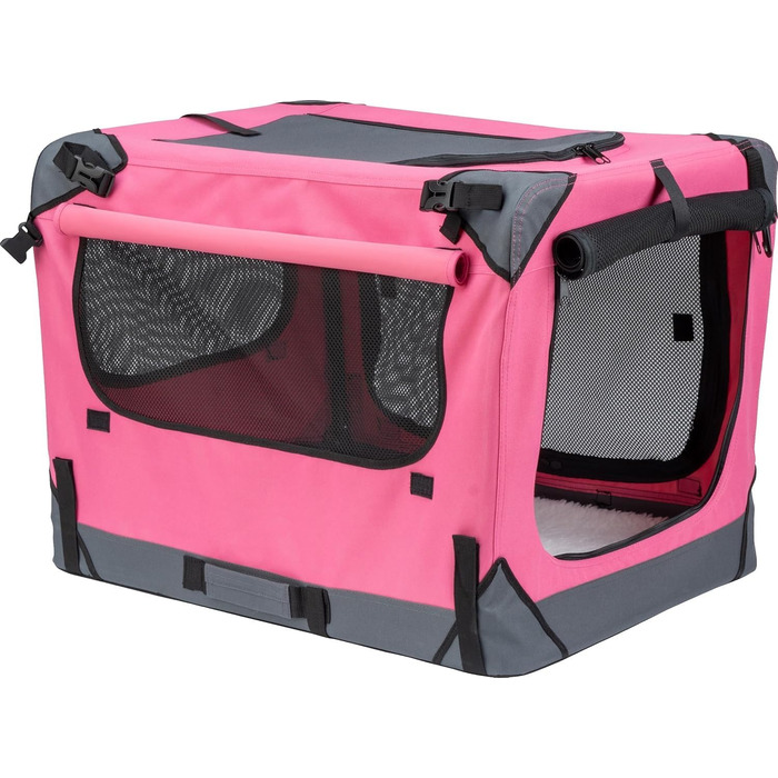 Foxdevil® Складана переноска для собак та котів середніх порід – переноска для тварин у машину та дім (світло-рожевий, M)