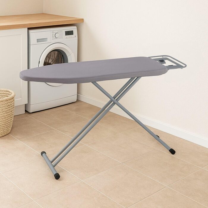 Прасувальна дошка SensaHome – складана, 120x38 см, з підставкою для праски, квітковий принт (світло-сірий)