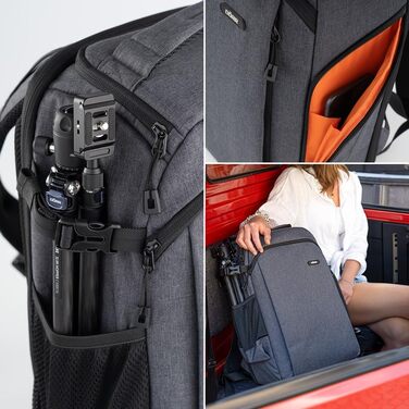 Рюкзак для фототехніки DÖRR Prag Pro 16L, водонепроникний, для DSLR/SLR, з відділенням для ноутбука 16 дюймів, знімні перегородки, кріплення для штатива, дронів, сірий