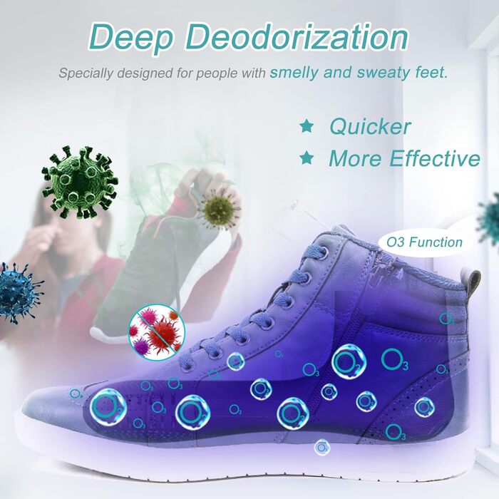 Voolex Shoe Dryer, Electric Shoe Dryer and Ozone Deodorizer with Timer, Warmer for Snow Boots, Sneakers, Socks, Adult Foot Shape Design | No Noise | EU Plug