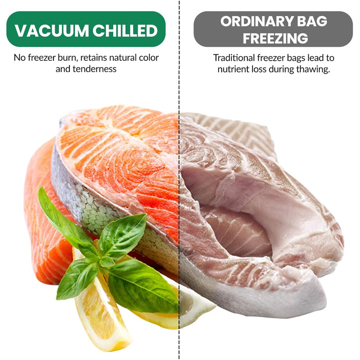 Професійний вакуумний пакувальник 6-в-1 для продуктів харчування з 50 пакетами та шлангом, 75Kpa, автоматичне закриття з різаком та цифровим таймером