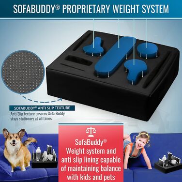 Sofa-Buddy Practical Couch Cup Holder, Sofa Coaster, Sofa Cup Holder. The perfect couch accessory (Square-bigdaddy-leather-black)