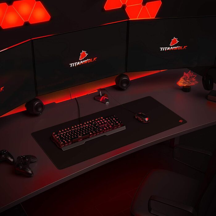Килимок для миші Titanwolf Schwarz XXL 900x400mm - великий килимок для геймінгу, чорний, покращена точність та швидкість