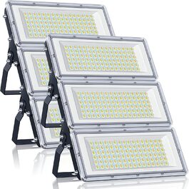 YIQIBRO LED Floodlight Outdoor 100W, 10000LM Super Bright Outdoor Floodlight, Waterproof Outdoor Spotlight IP67, 6500K Cold White LED Spotlight 85-265V for Garden, Garage, Factory, Sports Field (300W-2PCS)