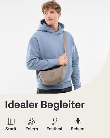 Сумка через плече Johnny Urban Ally Medium Desert Grey (1.3л) - Водовідштовхувальна Moon Bag для жінок та чоловіків