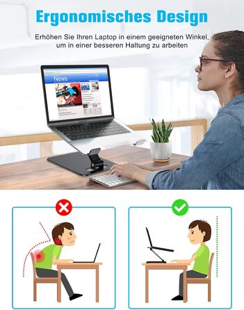 Підставка для ноутбука Babacom, регульована висота, складна, з алюмінієвого сплаву, ергономічна, з вентиляцією, сумісна з MacBook, 10-16